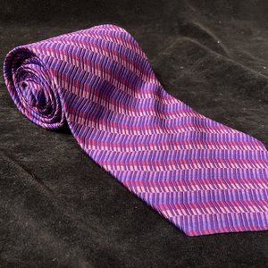 Geoffrey Beene Silk Tie Hand Sewn Purple Stripe Classic Size Mens